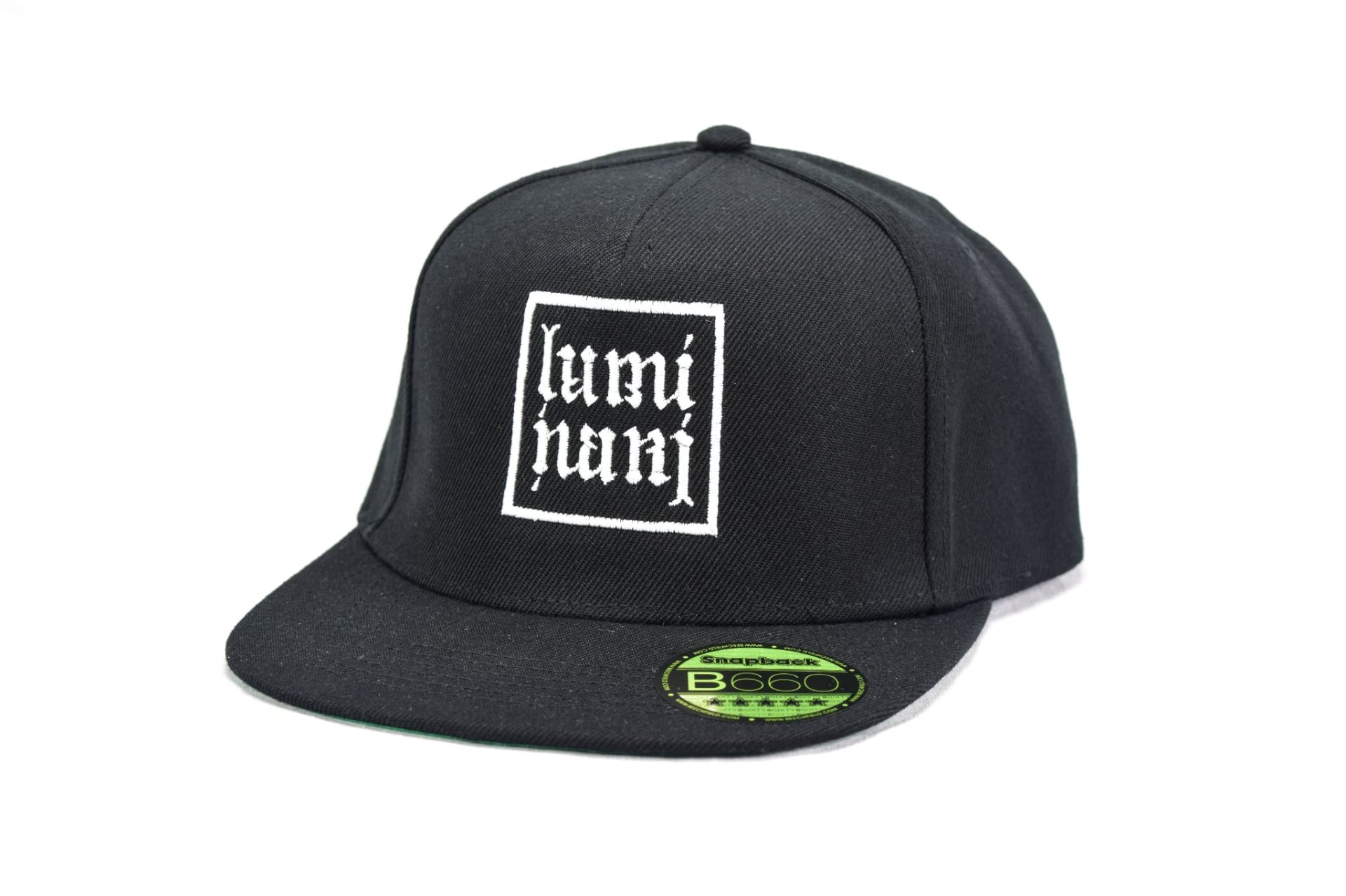 Black Retro Luminari snapback with embroidered white logo